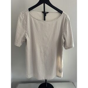 Lauren Ralph Lauren Womens 2XL White Black Polka Dot Stretch Knit Top Classic